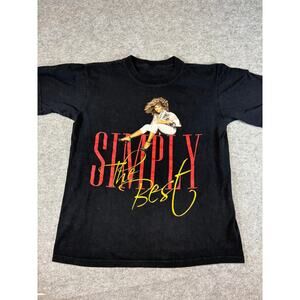 Vintage 90s Tina Turner Simply The Best Graphic Shirt Mens Small Black Tee